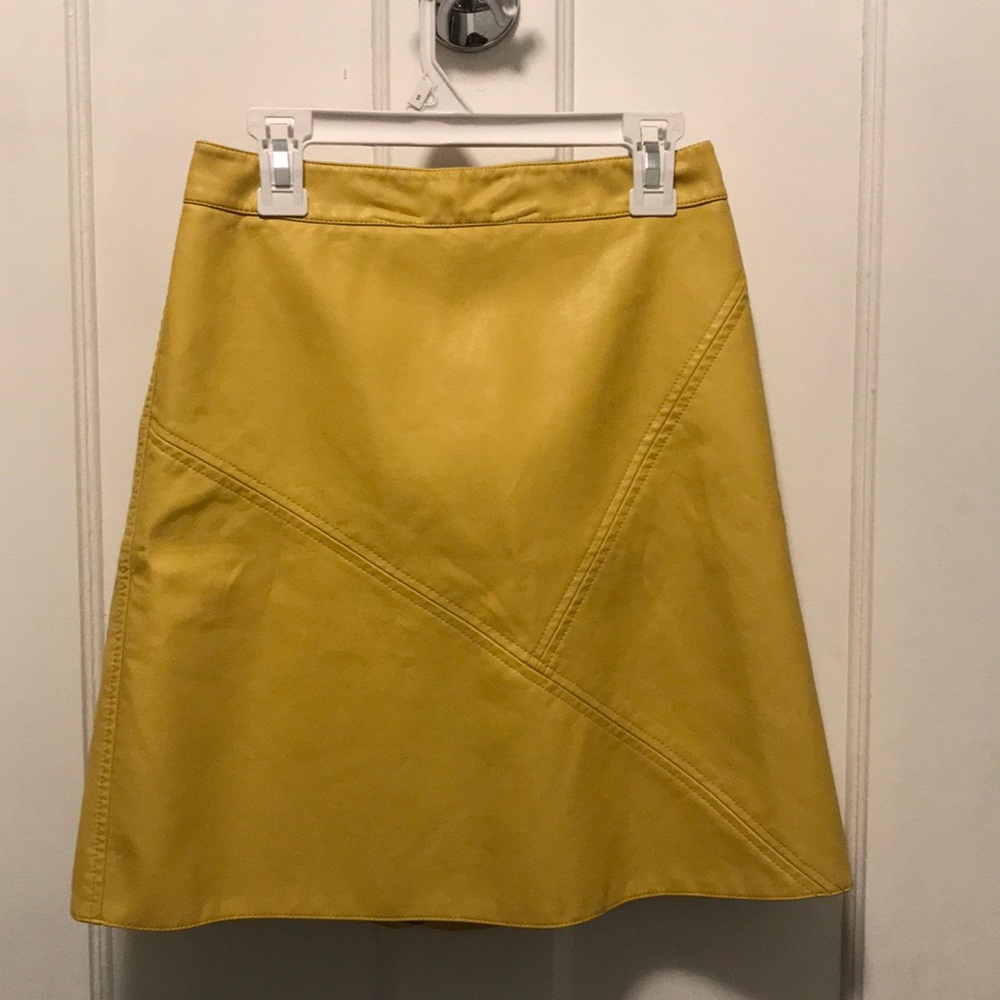 Zara Basics Yellow Pleather Skirt